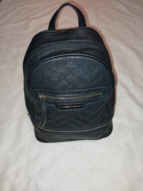 Christian Siriano Purse Handbag Backpack Woman's Black Faux Leather Compartments
